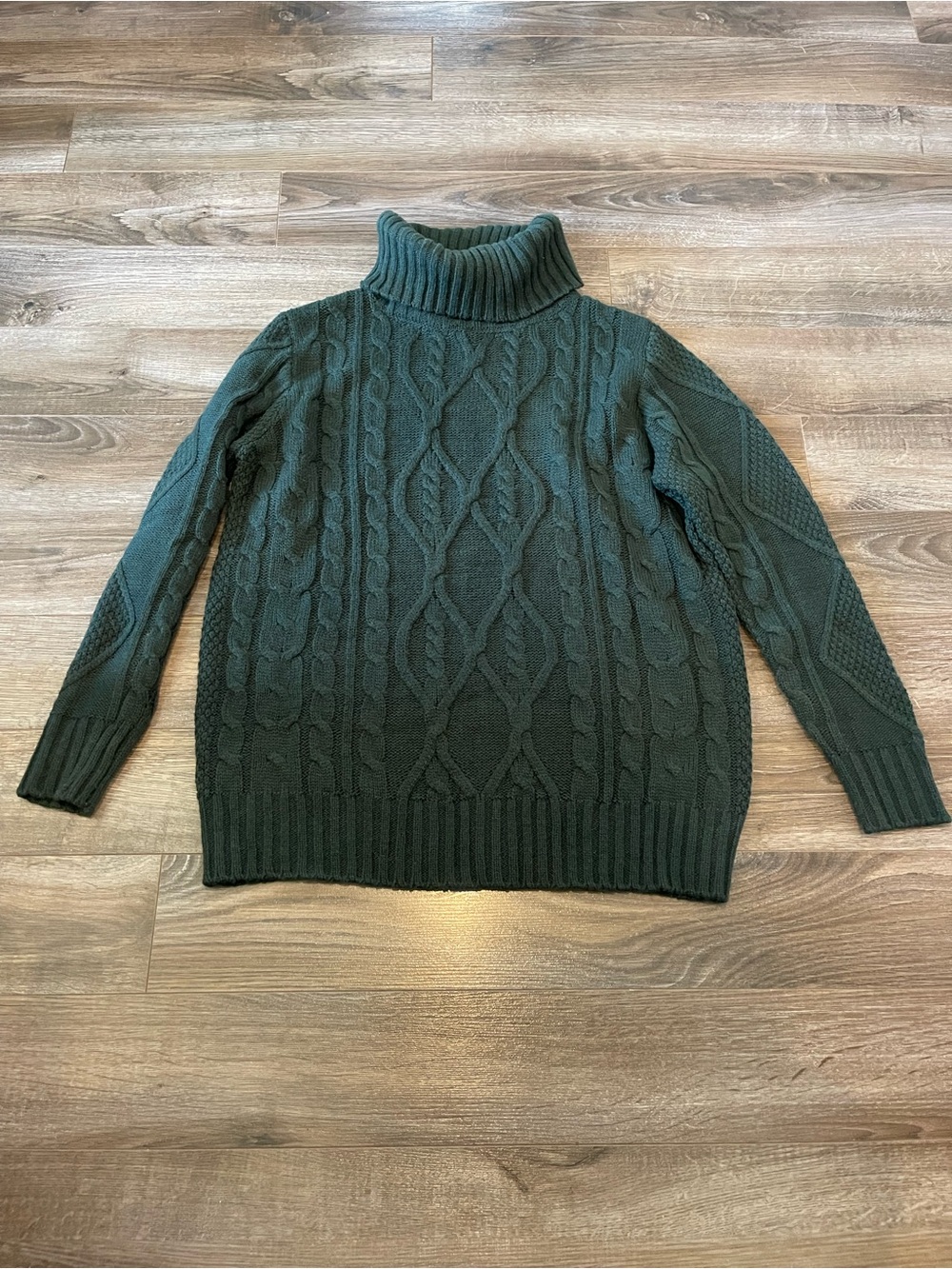 Zenana L Forest Green Cable Knit Turtleneck Sweater